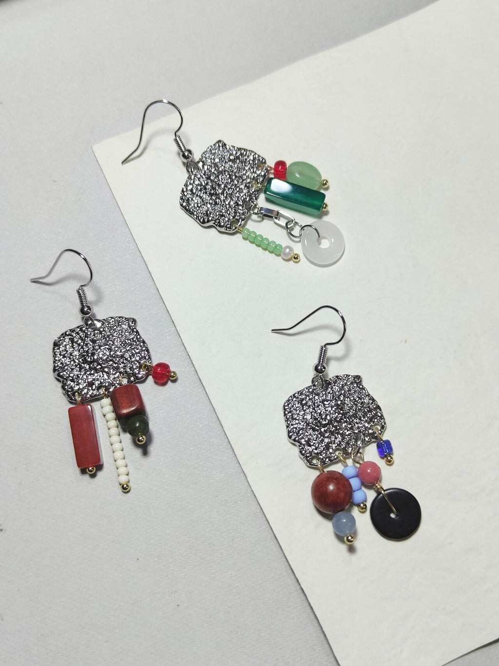 Chinoiserie Red & Green Festive Tassel Earrings,Lumivault.