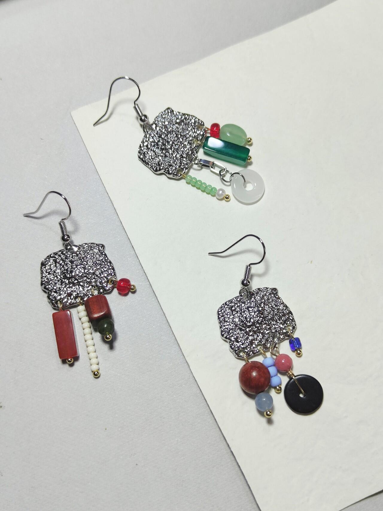Chinoiserie Red & Green Festive Tassel Earrings,Lumivault.