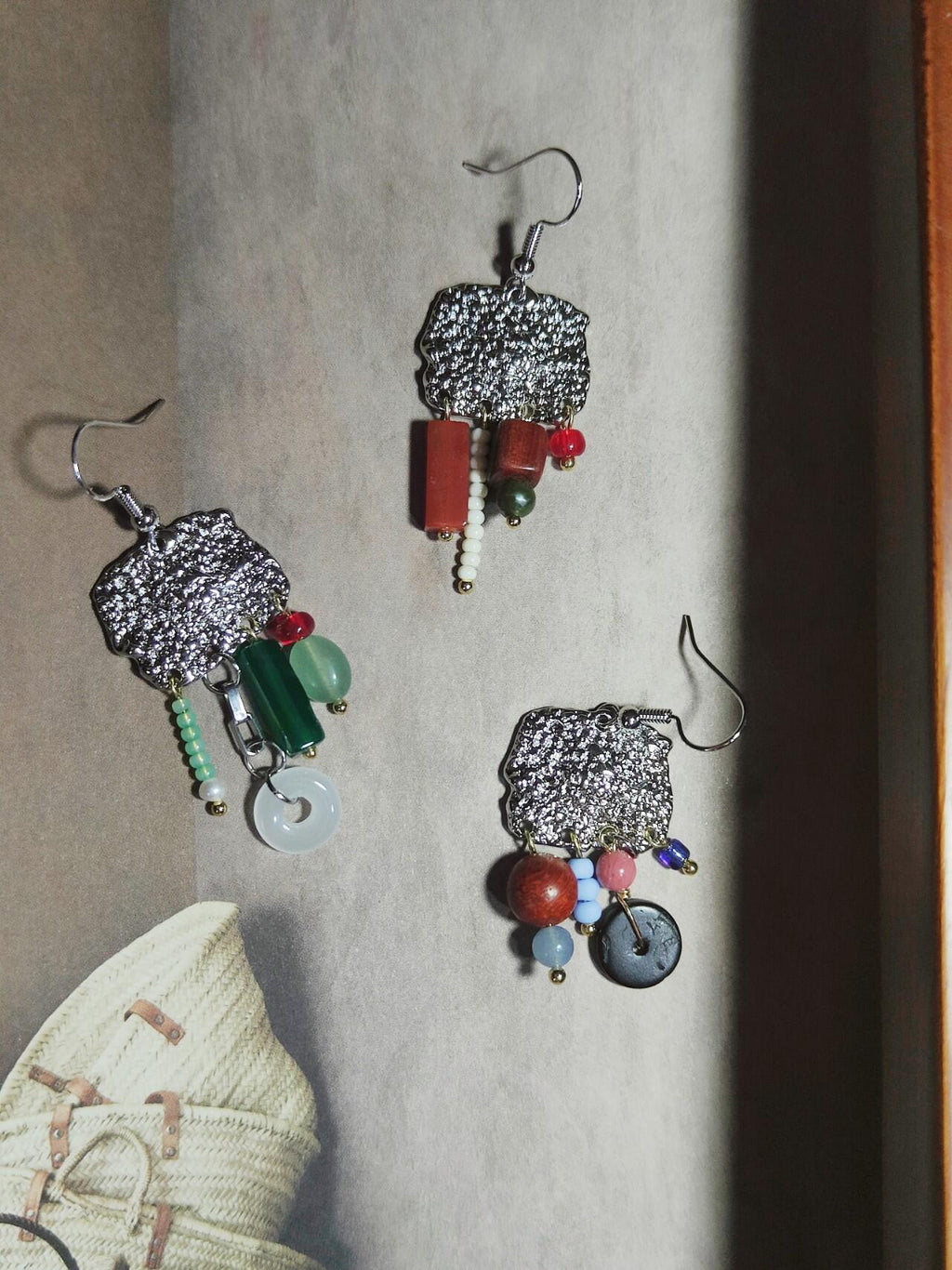 Chinoiserie Red & Green Festive Tassel Earrings,Lumivault.