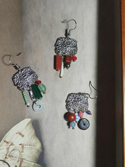 Chinoiserie Red & Green Festive Tassel Earrings - Lumivault