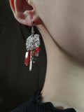 Chinoiserie Red & Green Festive Tassel Earrings,Studs / Red,Lumivault.