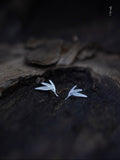 Chinoiserie Silver Bamboo Leaf Earrings,Lumivault.