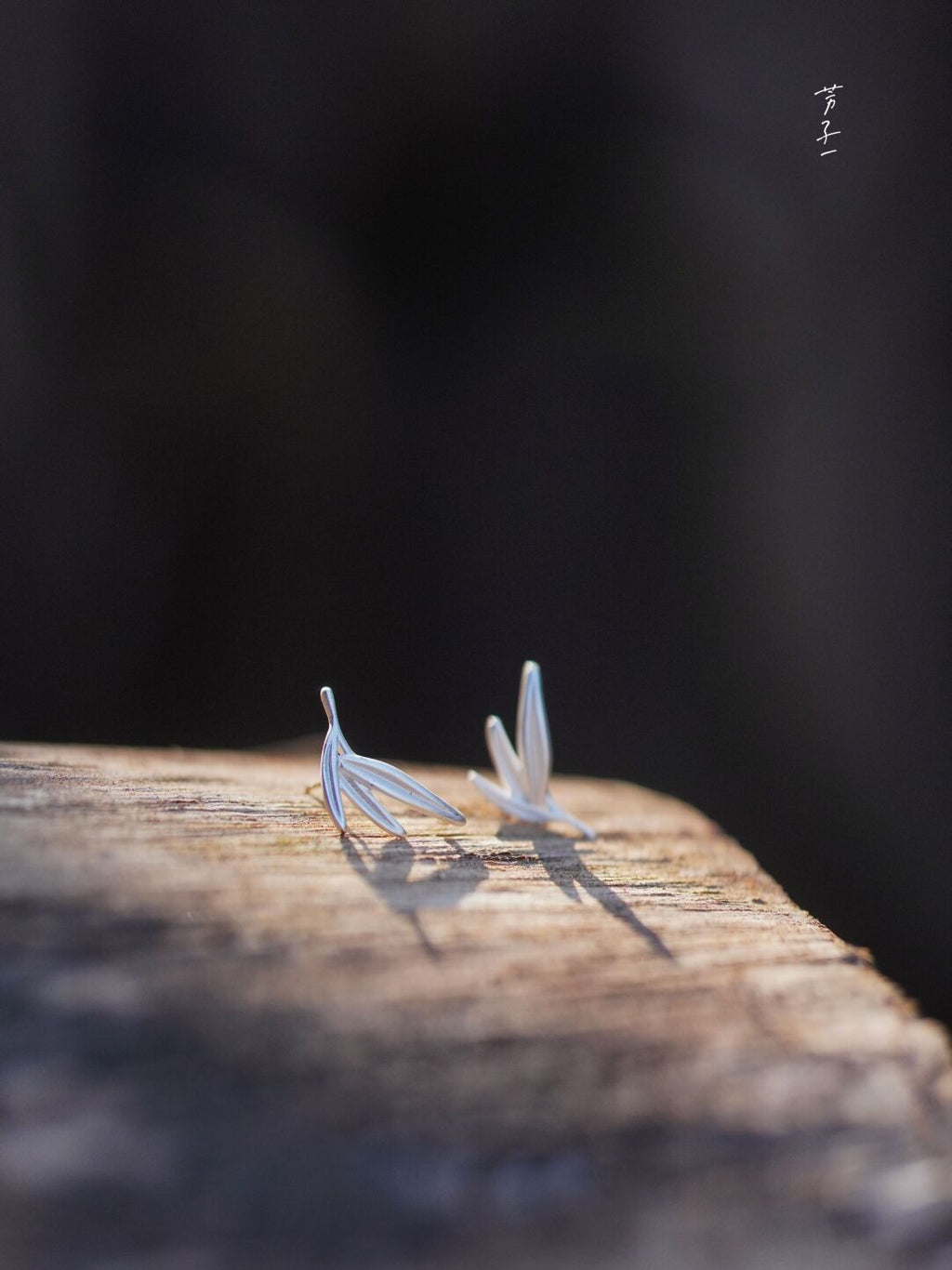 Chinoiserie Silver Bamboo Leaf Earrings,Lumivault.