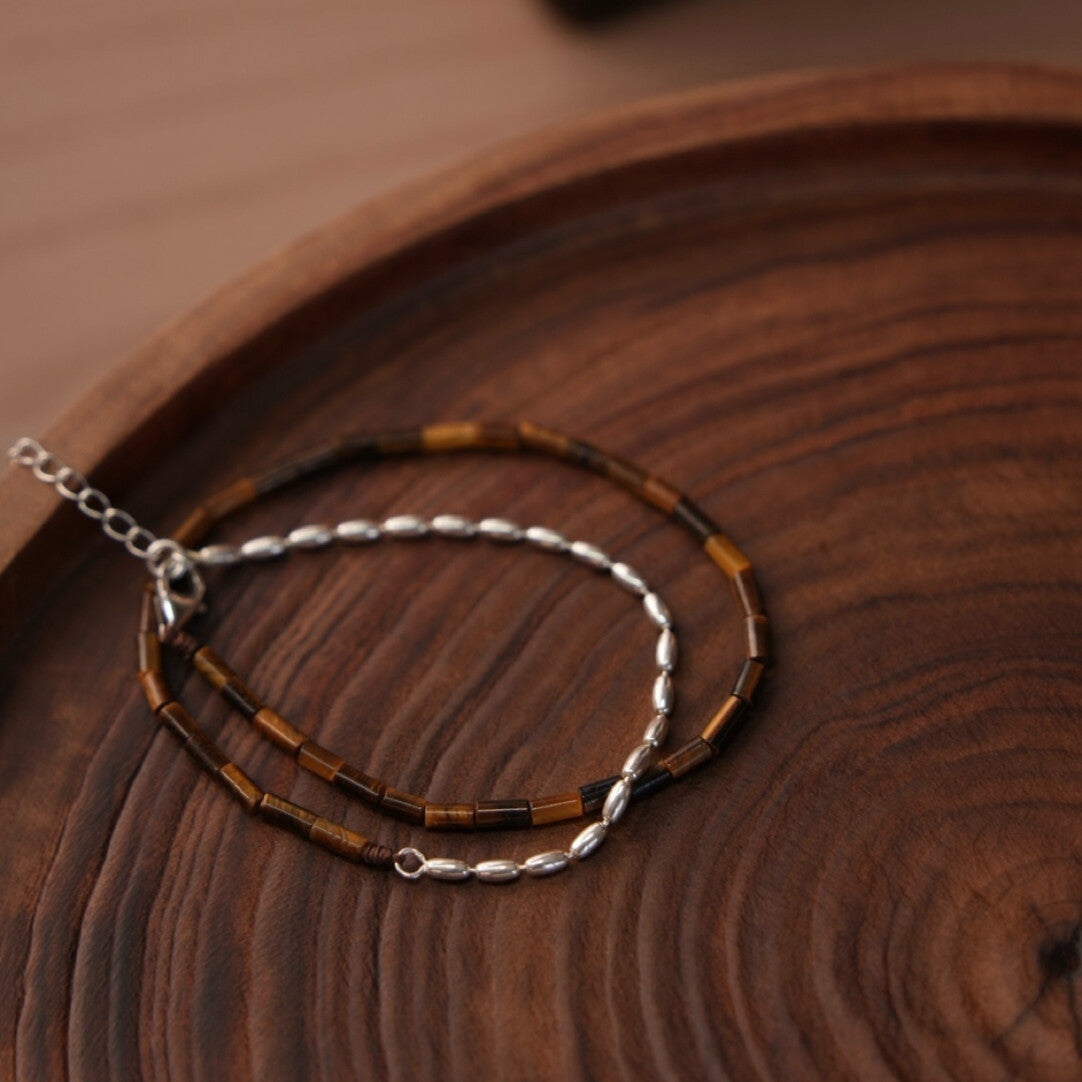 Chinoiserie Silver Cliff Beaded Bracelet,Lumivault.