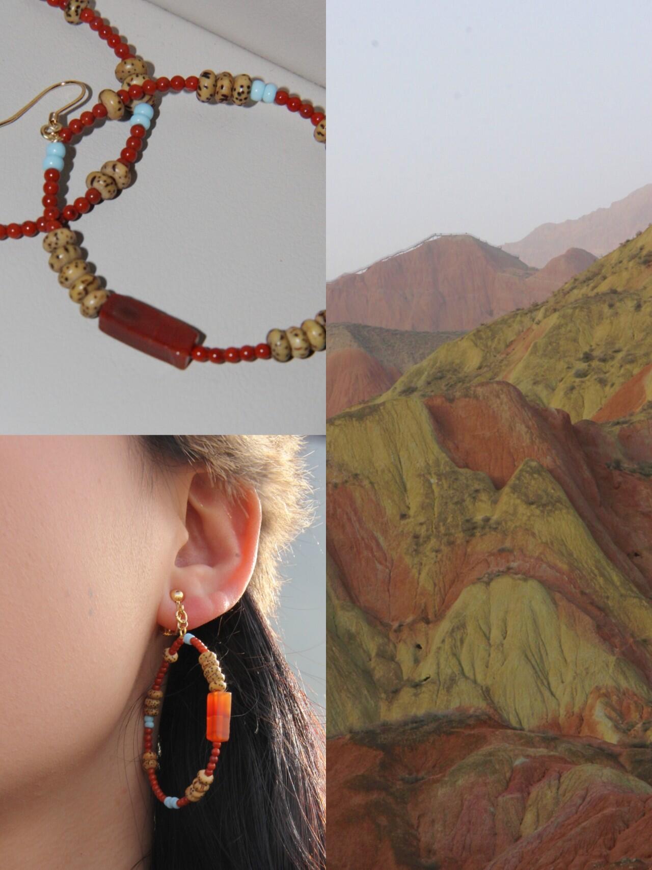 Chinoiserie South Red Agate Bodhi Seed Earrings,Lumivault.