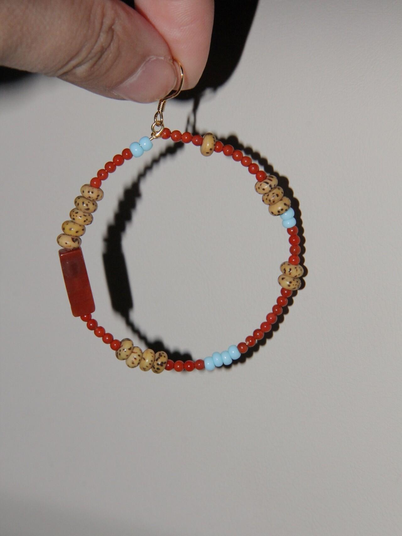 Chinoiserie South Red Agate Bodhi Seed Earrings,Lumivault.