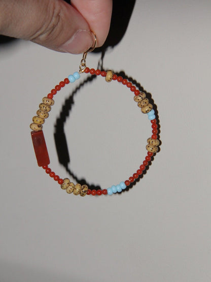 Chinoiserie South Red Agate Bodhi Seed Earrings - Lumivault