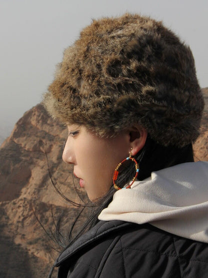 Chinoiserie South Red Agate Bodhi Seed Earrings - Lumivault