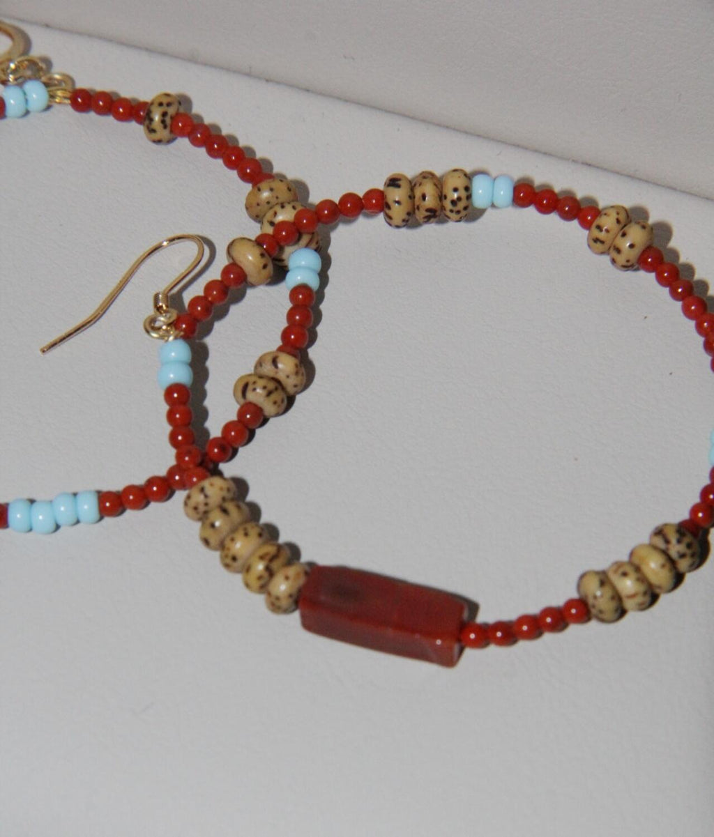 Chinoiserie South Red Agate Bodhi Seed Earrings,Lumivault.