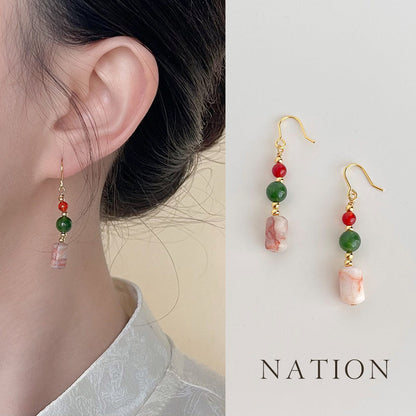 Chinoiserie Spring Mountain Agate Earrings - Lumivault