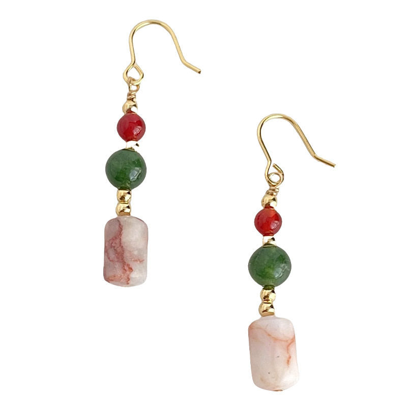 Chinoiserie Spring Mountain Agate Earrings,Lumivault.