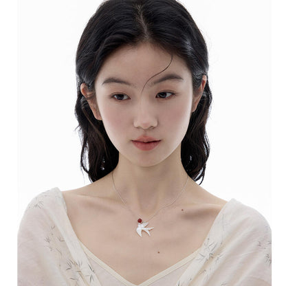 Chinoiserie Swallow Silver Necklace - Lumivault