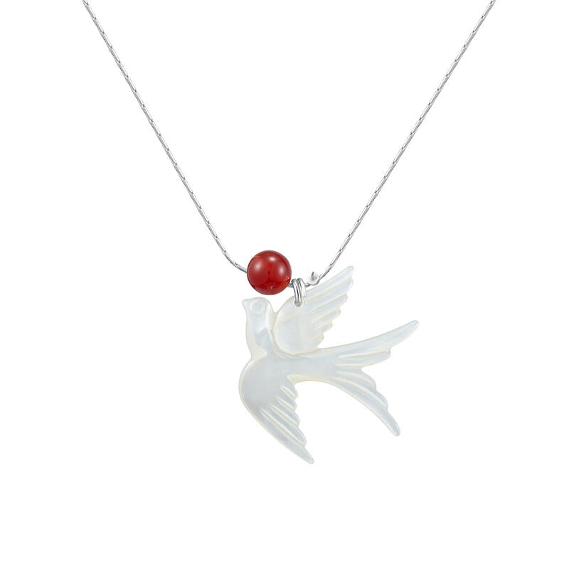 Chinoiserie Swallow Silver Necklace,Lumivault.