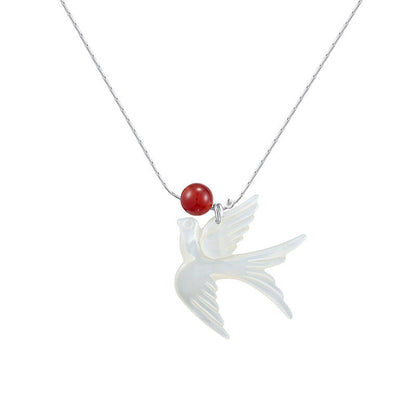 Chinoiserie Swallow Silver Necklace - Lumivault
