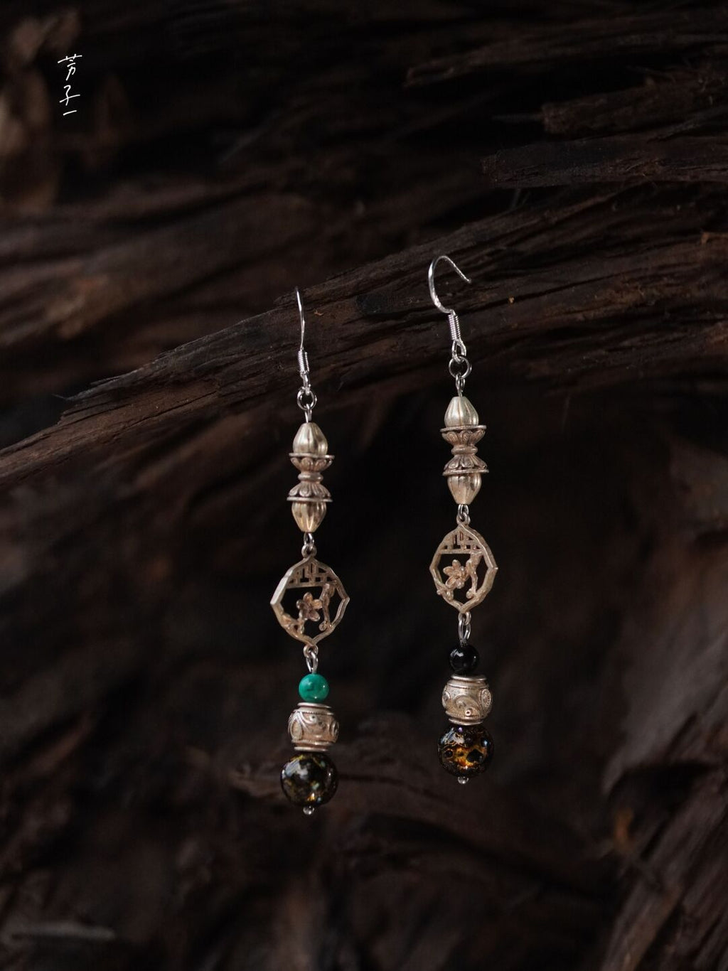 Chinoiserie Lacquer Treasures in Grandma's Jewelry Box Earrings,Lumivault.