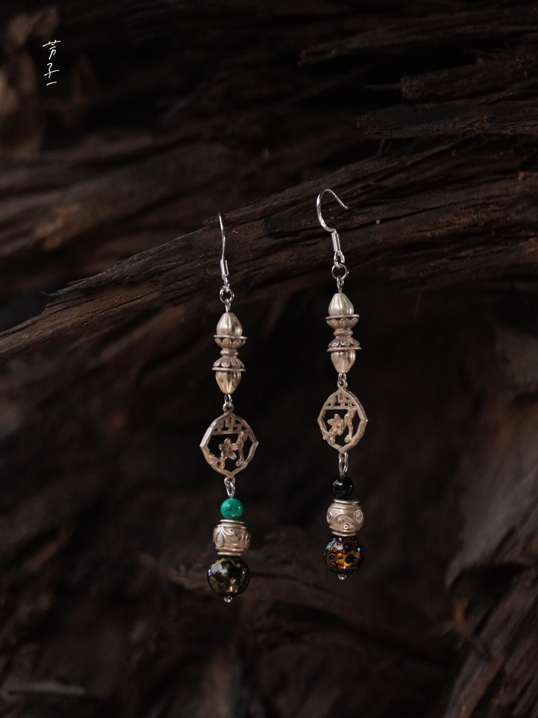 Chinoiserie Lacquer Treasures in Grandma's Jewelry Box Earrings,Lumivault.