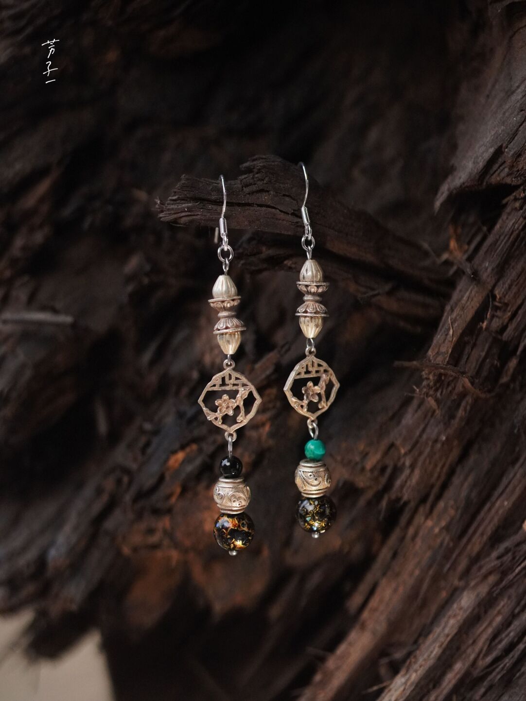 Chinoiserie Lacquer Treasures in Grandma's Jewelry Box Earrings,Lumivault.