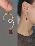 Chinoiserie Vine Natural Stone Earrings,Lumivault.