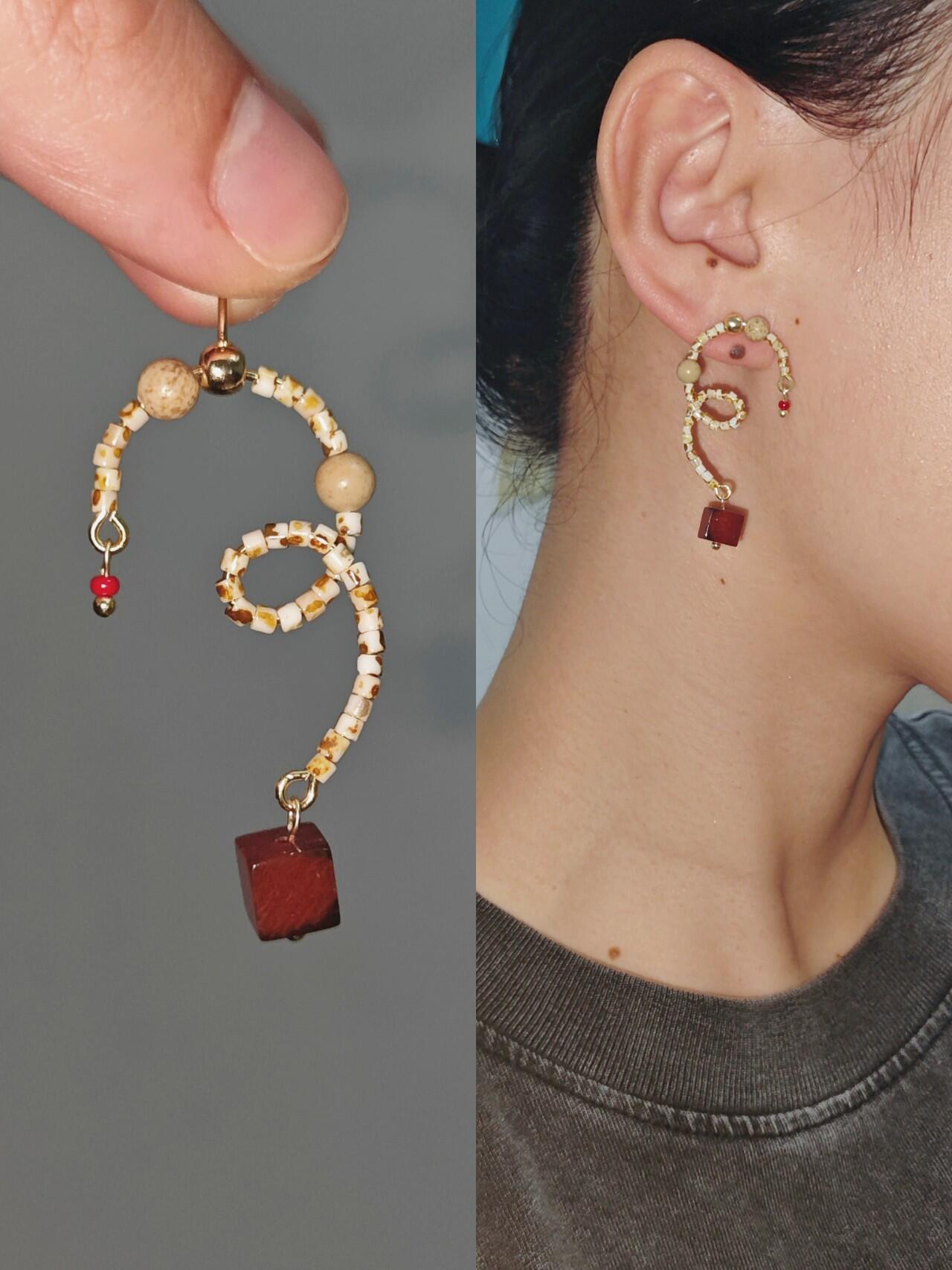 Chinoiserie Vine Natural Stone Earrings,Lumivault.