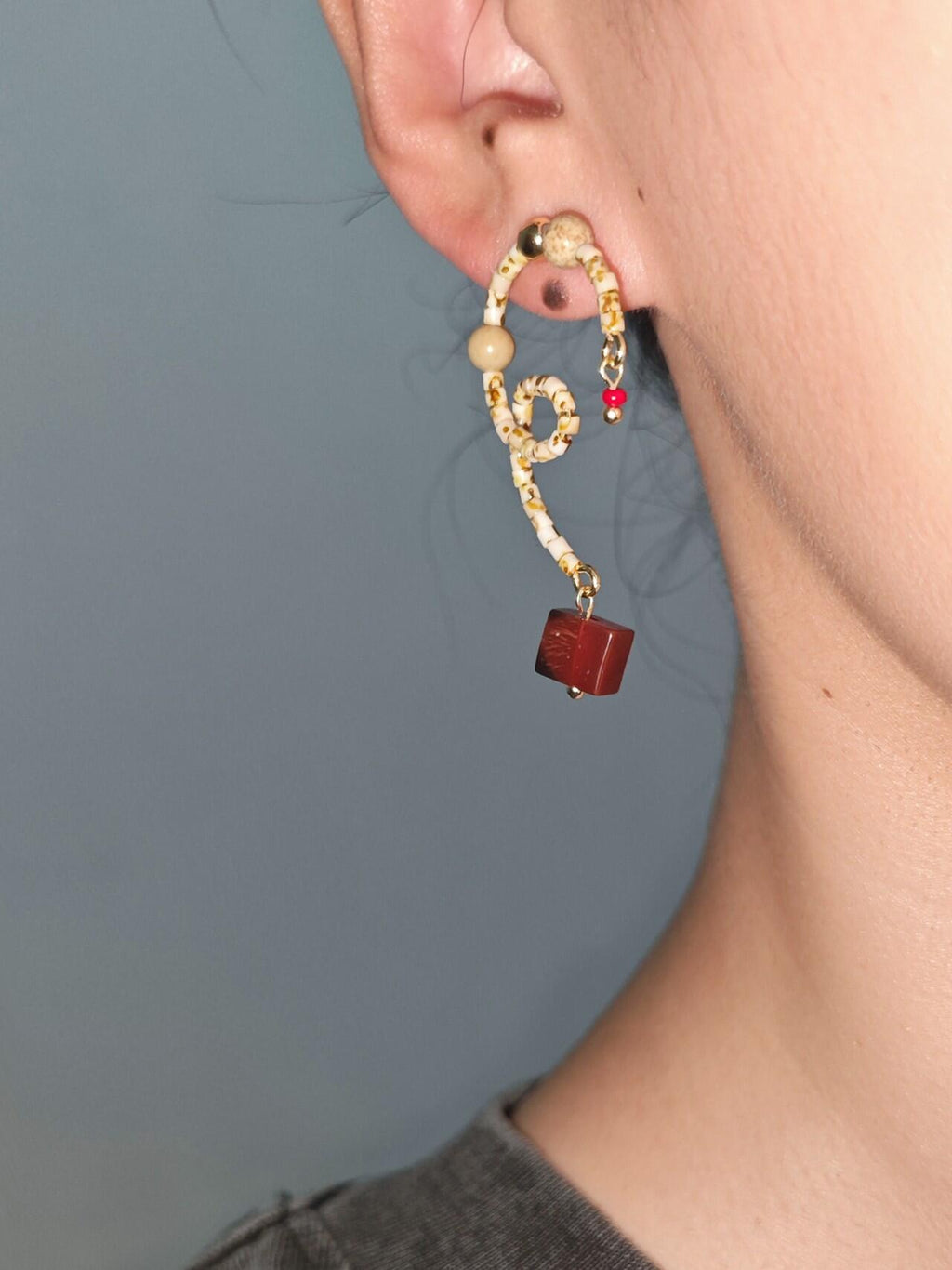 Chinoiserie Vine Natural Stone Earrings,Lumivault.