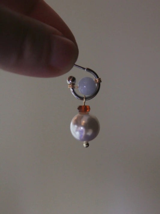 Chinoiserie Baby Blue Pearl Earrings