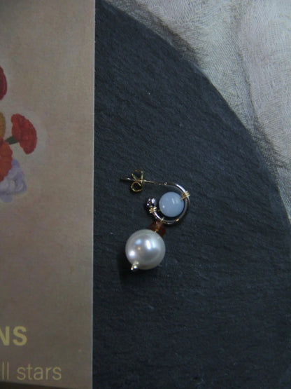 Chinoiserie Baby Blue Pearl Earrings