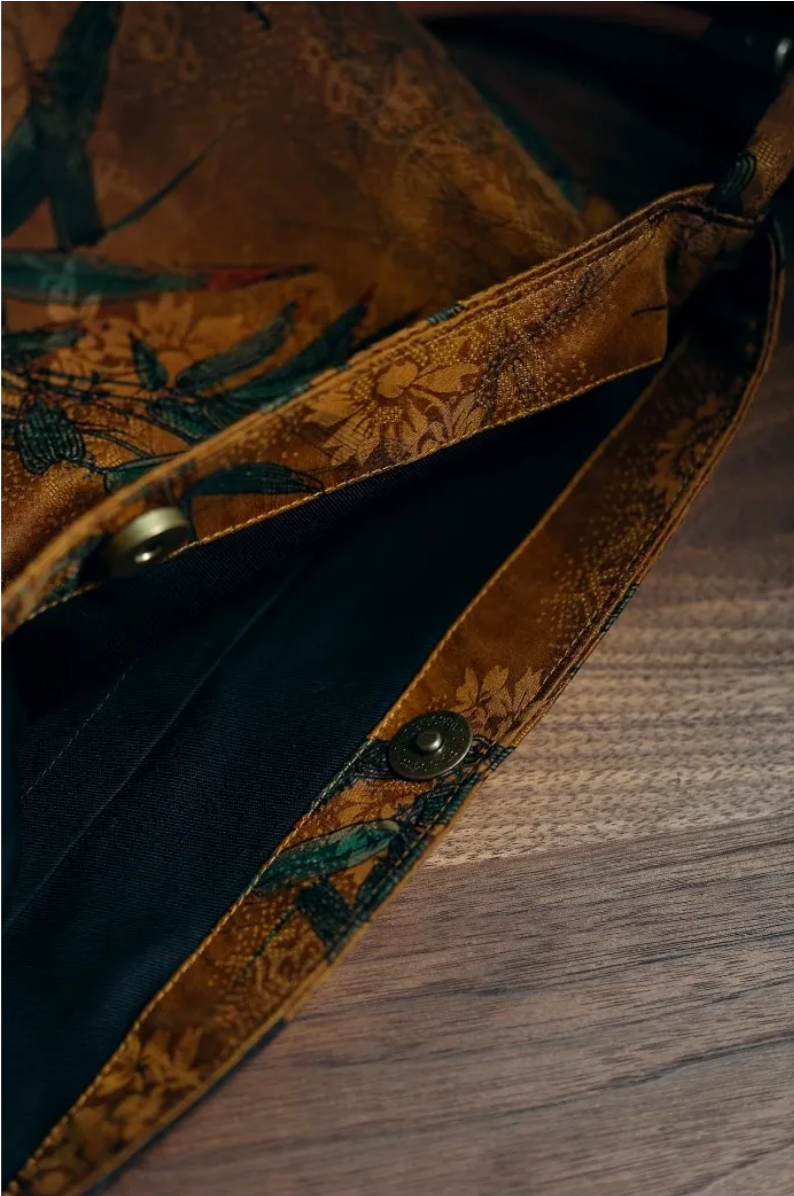 Chinoiserie Bamboo Blossom Silk Tote Bag - Lumivault