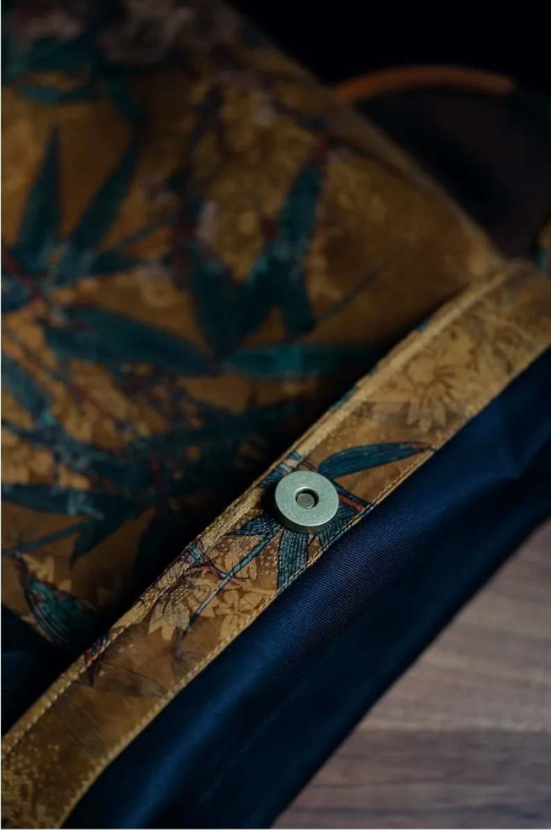 Chinoiserie Bamboo Blossom Silk Tote Bag - Lumivault