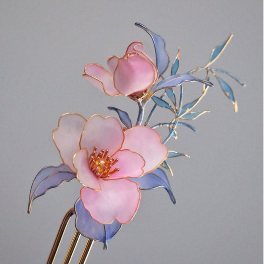 「Chinoiserie」Camellia Bamboo Hairpin - Lumivault