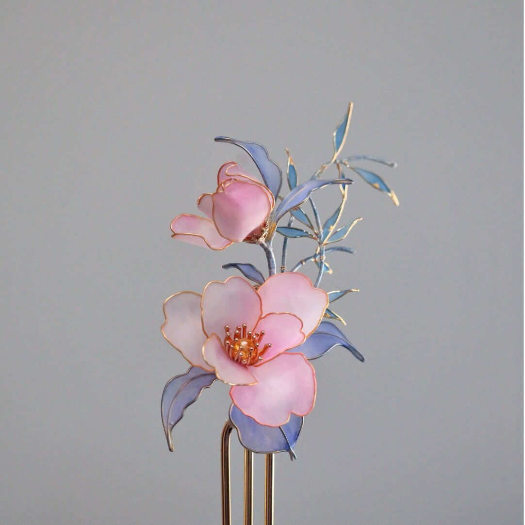 「Chinoiserie」Camellia Bamboo Hairpin - Lumivault