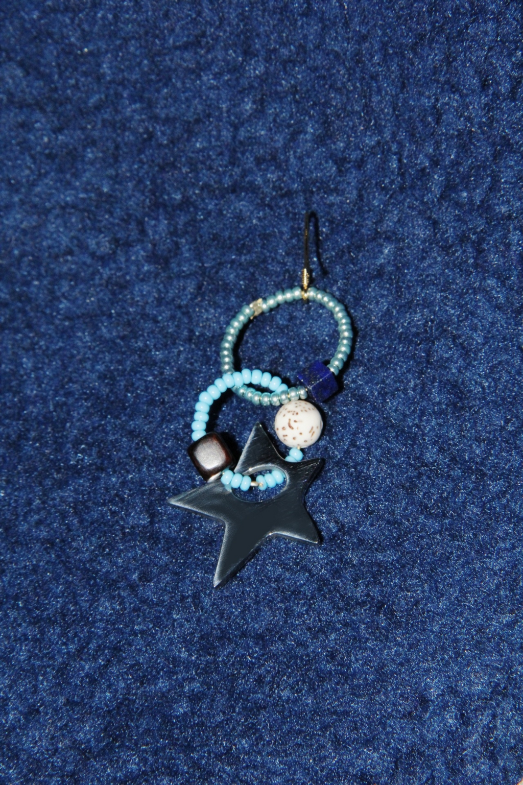 Chinoiserie Colored Glaze Blue Star Earrings,Lumivault.