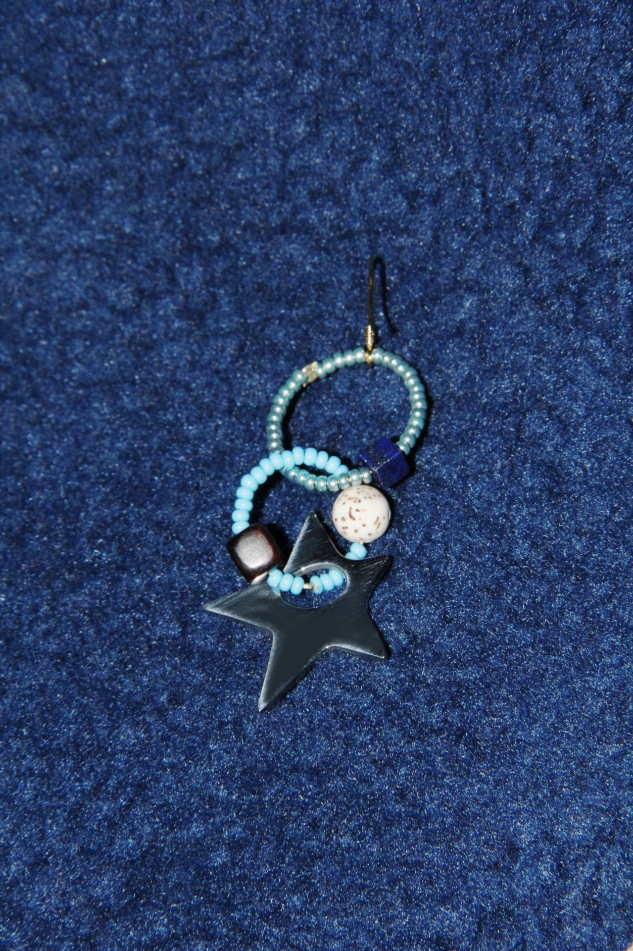 Chinoiserie Colored Glaze Blue Star Earrings,Lumivault.