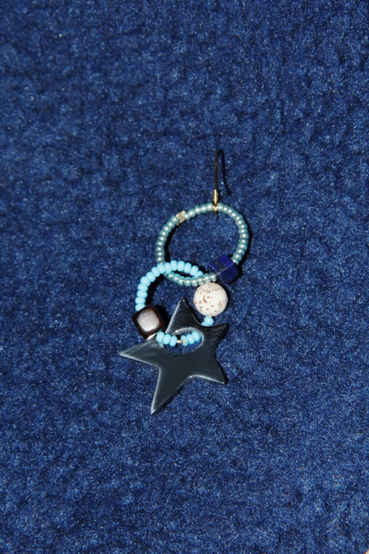 Chinoiserie Colored Glaze Blue Star Earrings