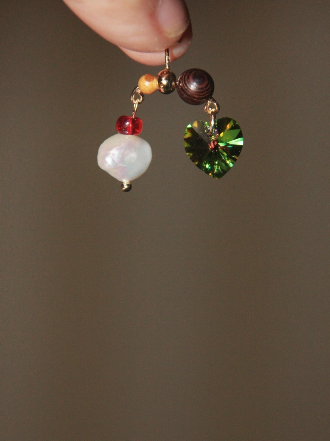 Chinoiserie Colored Glaze Pearl Heart Earrings,Lumivault.