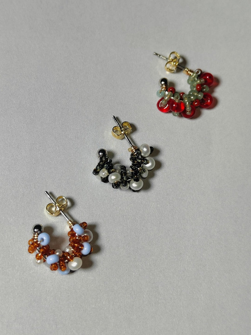 Chinoiserie Colored Glaze Pearl Hoop Earrings,Lumivault.