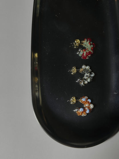 Chinoiserie Colored Glaze Pearl Hoop Earrings