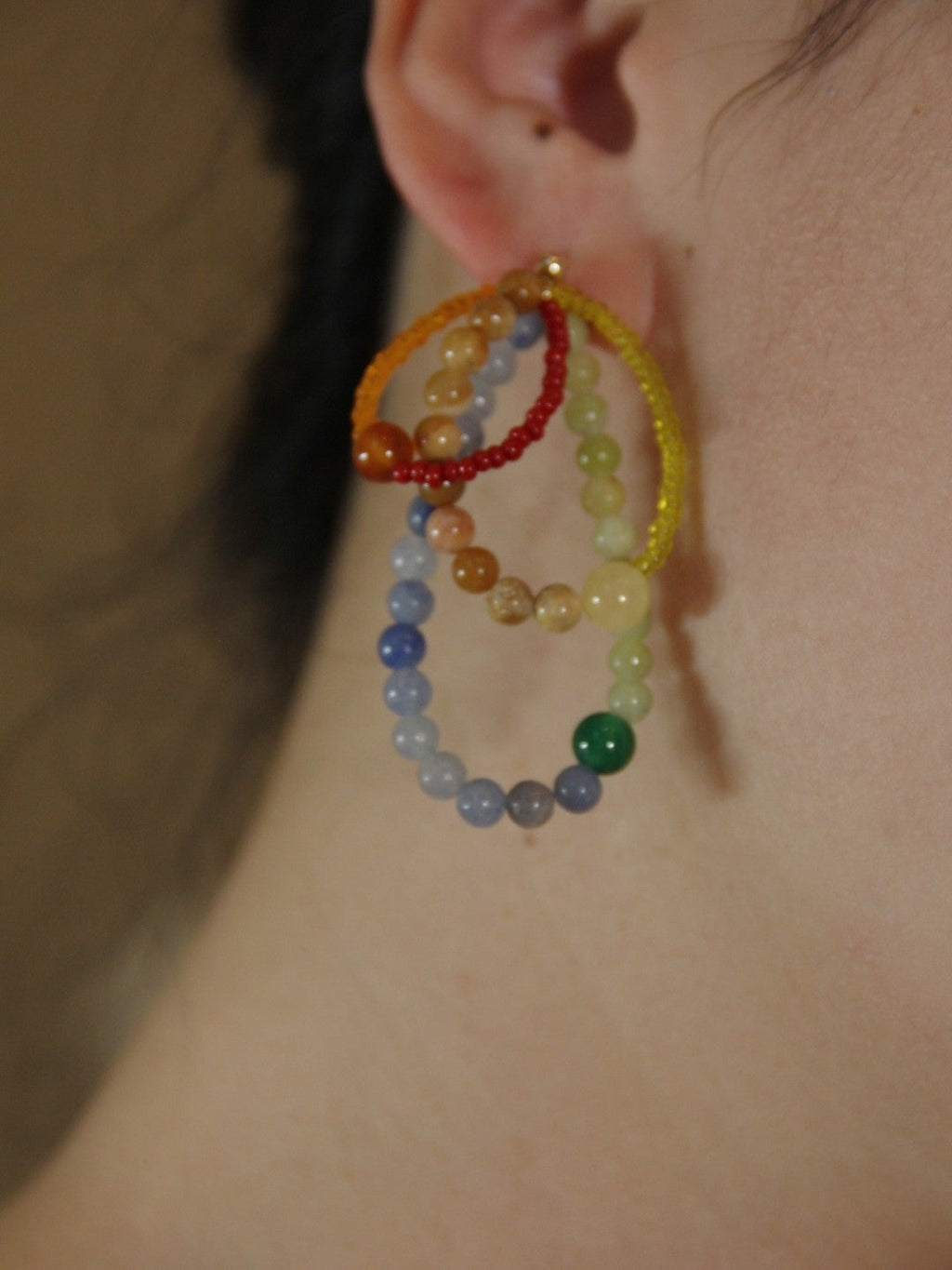 Chinoiserie Colored Glaze Rainbow Earrings,Lumivault.