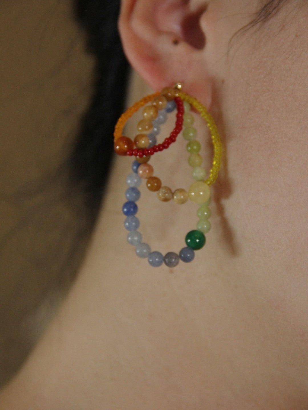 Chinoiserie Colored Glaze Rainbow Earrings,Lumivault.