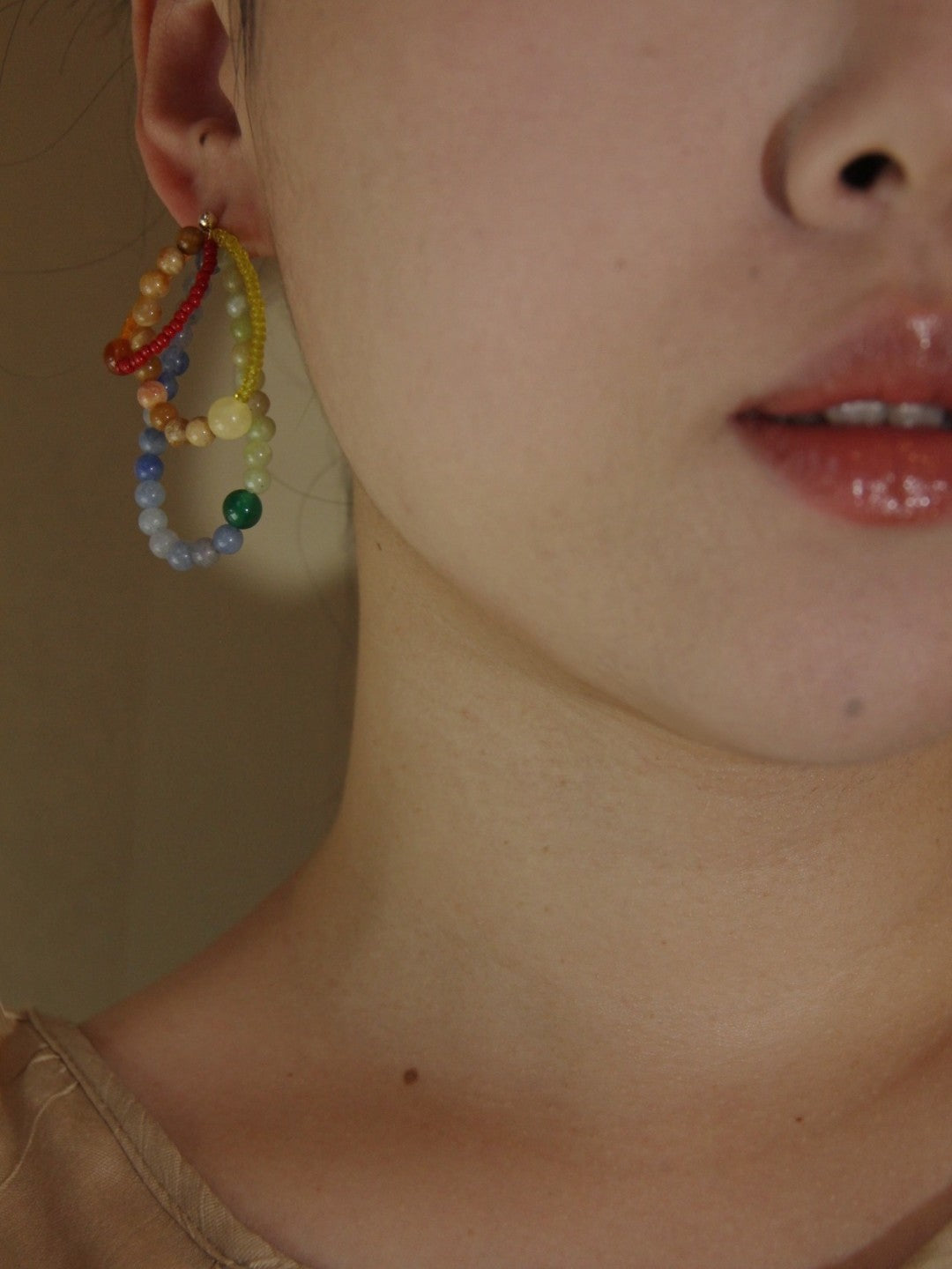 Chinoiserie Colored Glaze Rainbow Earrings,Lumivault.