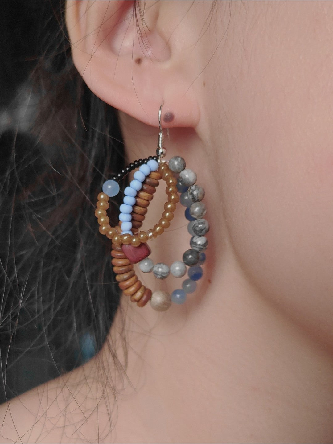 Chinoiserie Colored Glaze Rainbow Earrings,Studs / Grey,Lumivault.