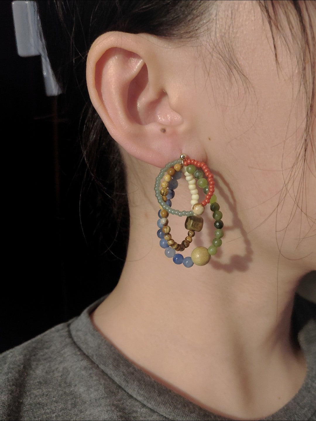 Chinoiserie Colored Glaze Rainbow Earrings,Lumivault.