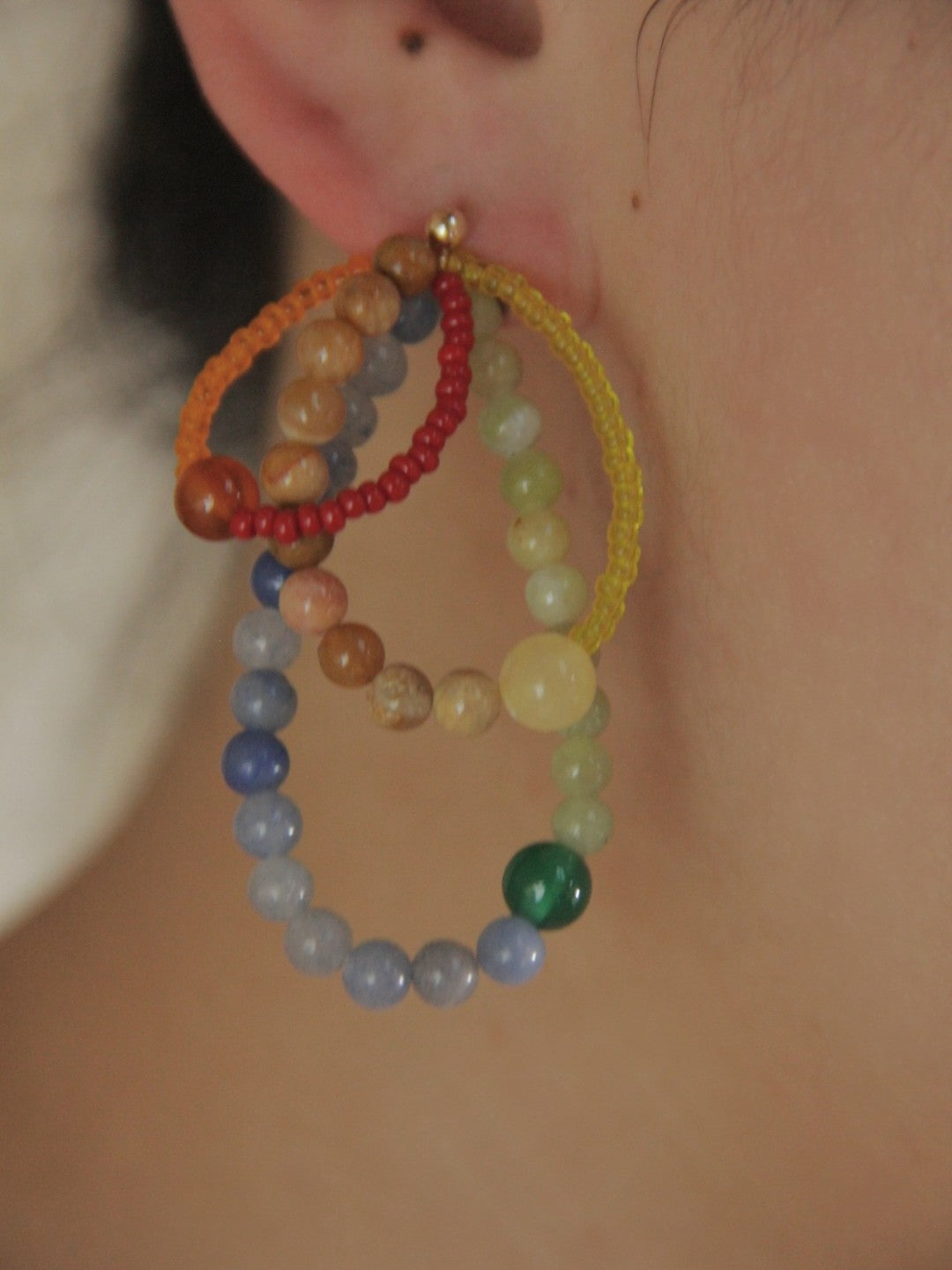 Chinoiserie Colored Glaze Rainbow Earrings,Studs / Rainbow,Lumivault.