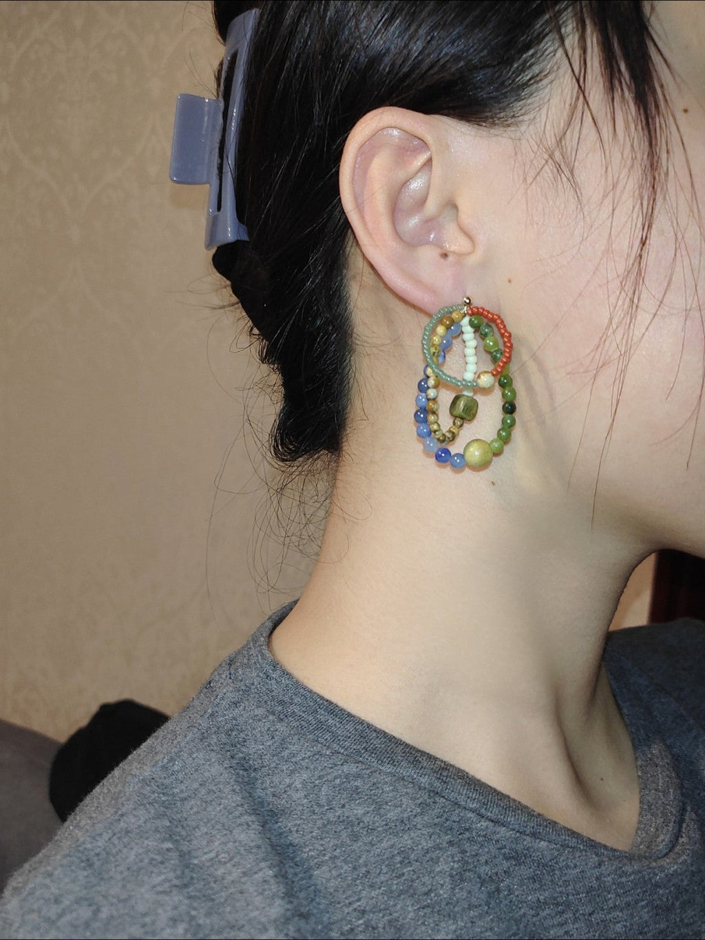 Chinoiserie Colored Glaze Rainbow Earrings,Lumivault.