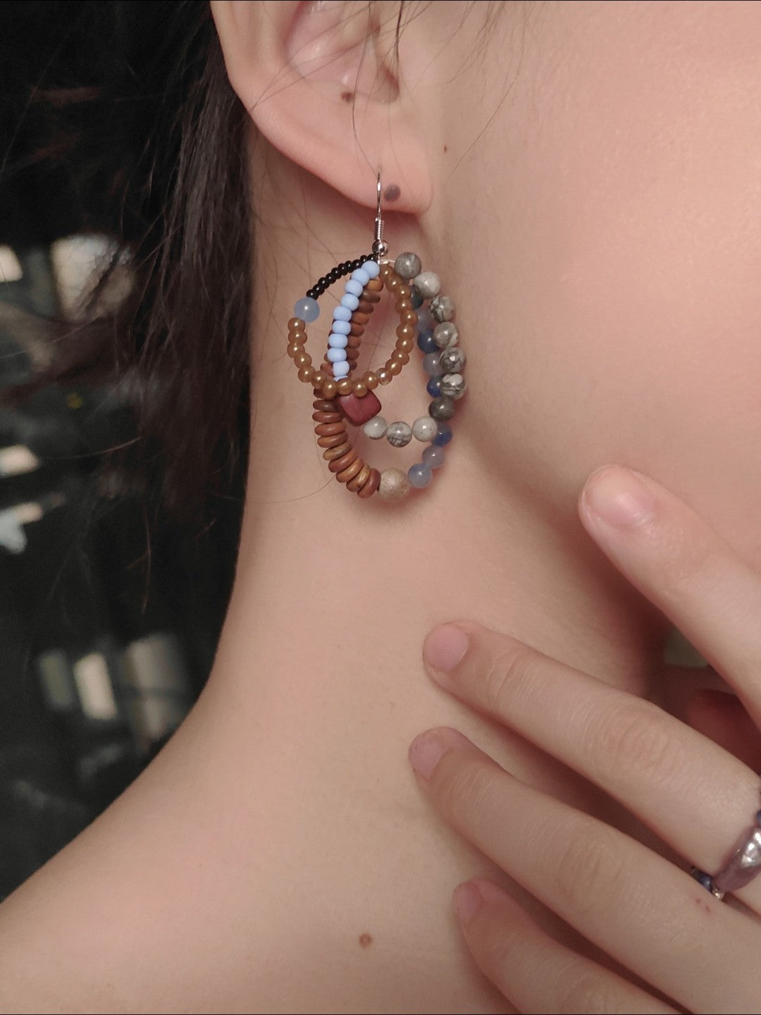 Chinoiserie Colored Glaze Rainbow Earrings,Lumivault.