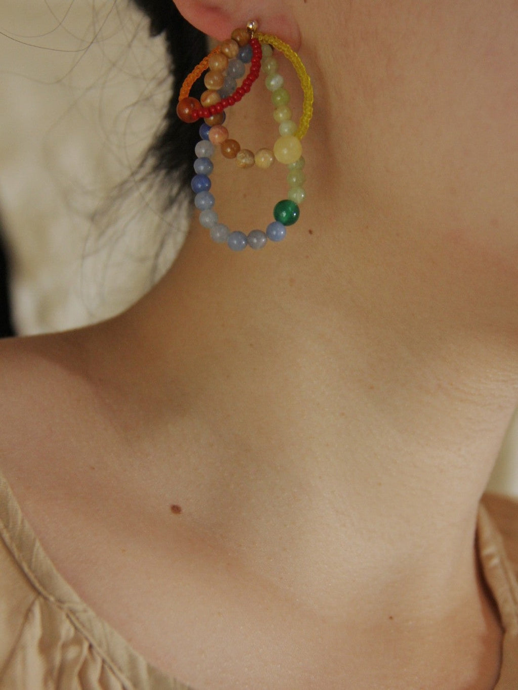 Chinoiserie Colored Glaze Rainbow Earrings,Lumivault.