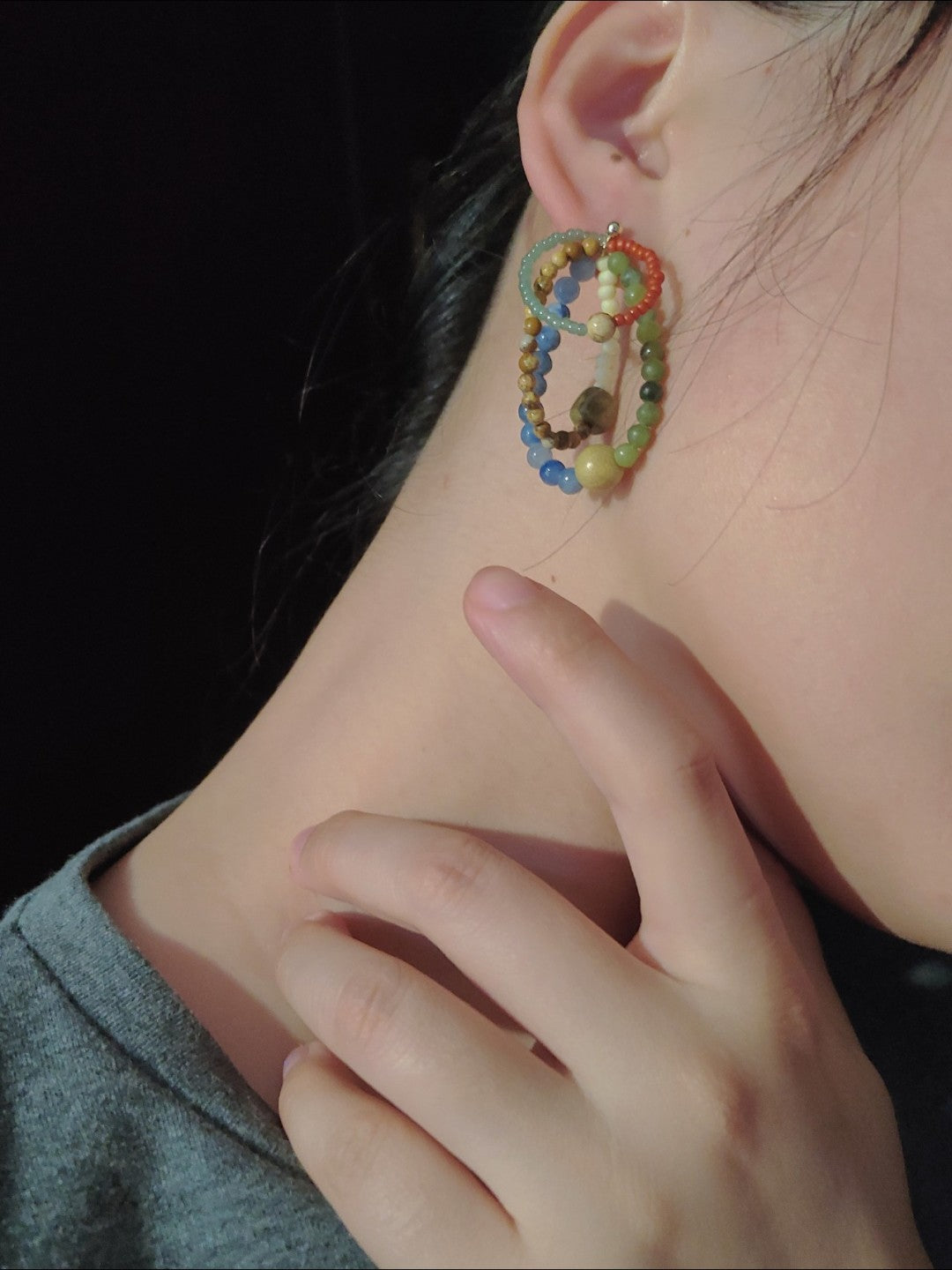 Chinoiserie Colored Glaze Rainbow Earrings,Lumivault.