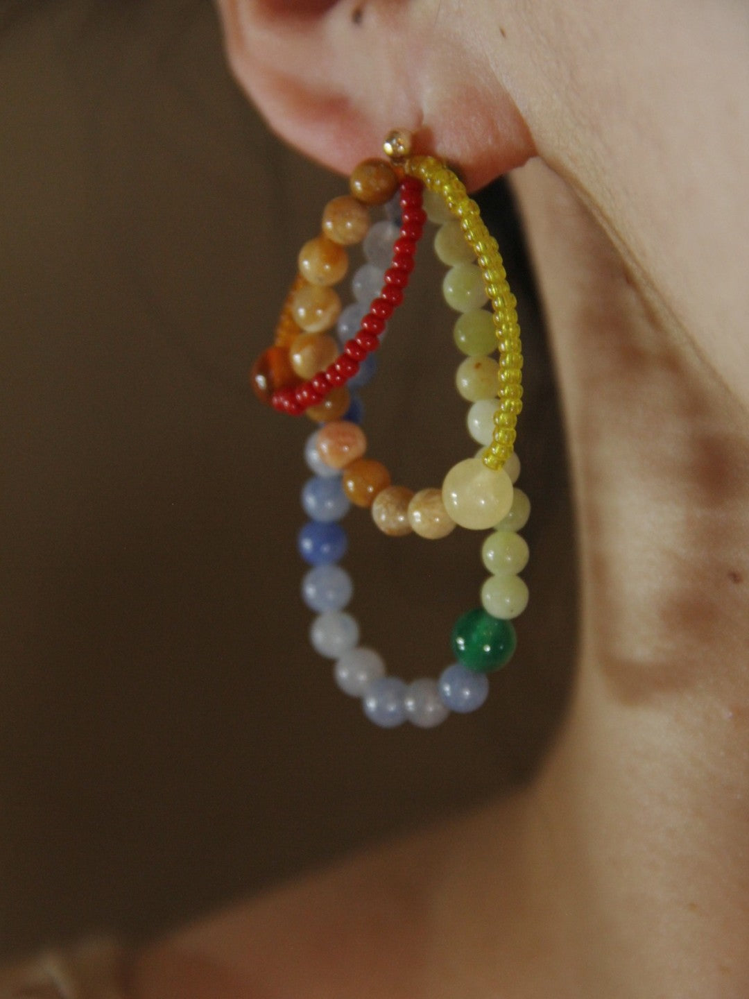 Chinoiserie Colored Glaze Rainbow Earrings,Lumivault.