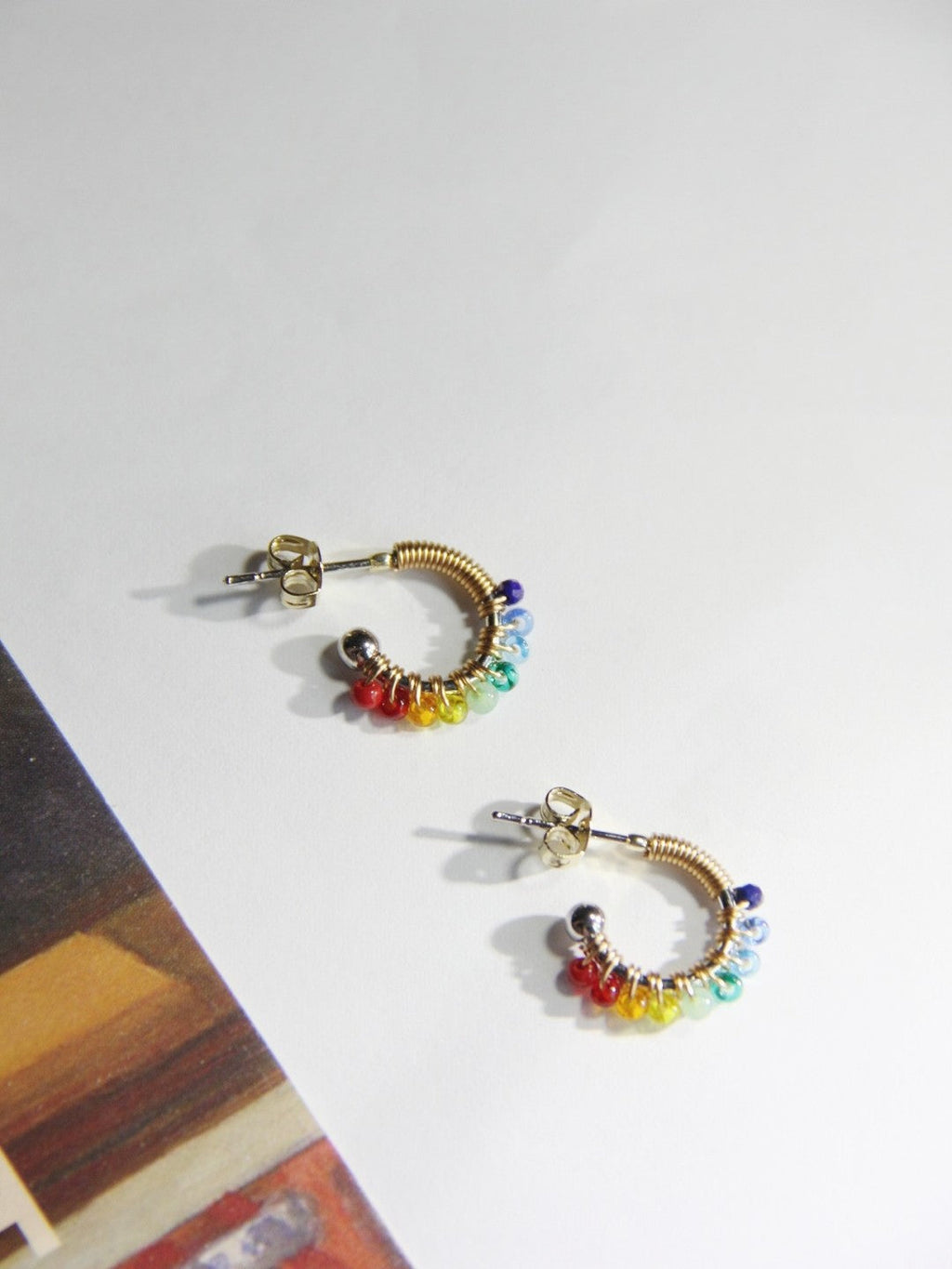Chinoiserie Colored Glaze Rainbow Hoop Earrings,Lumivault.