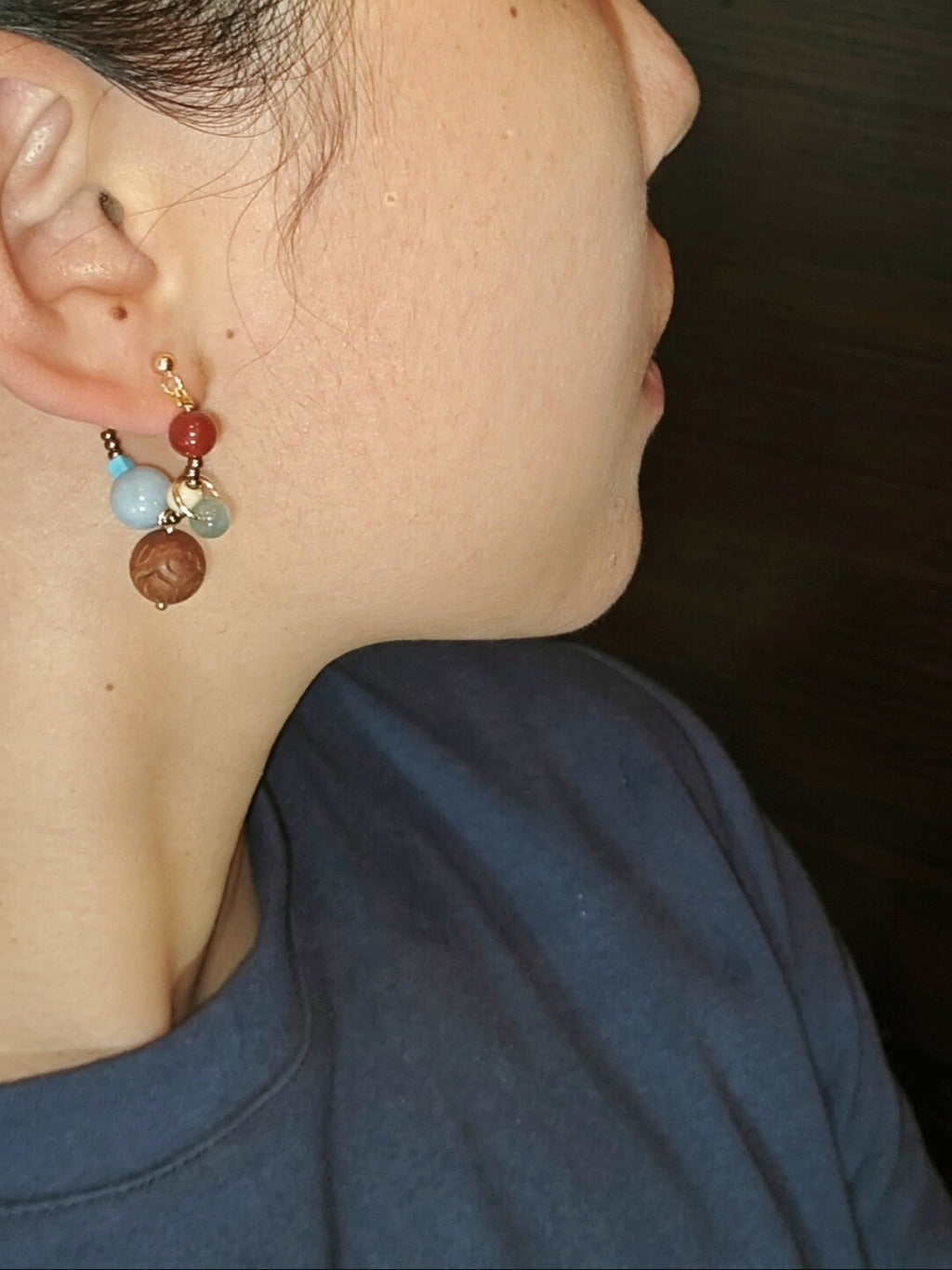 Chinoiserie Colorful Beaded Cluster Earrings,Lumivault.