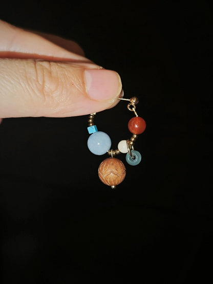 Chinoiserie Colorful Beaded Cluster Earrings